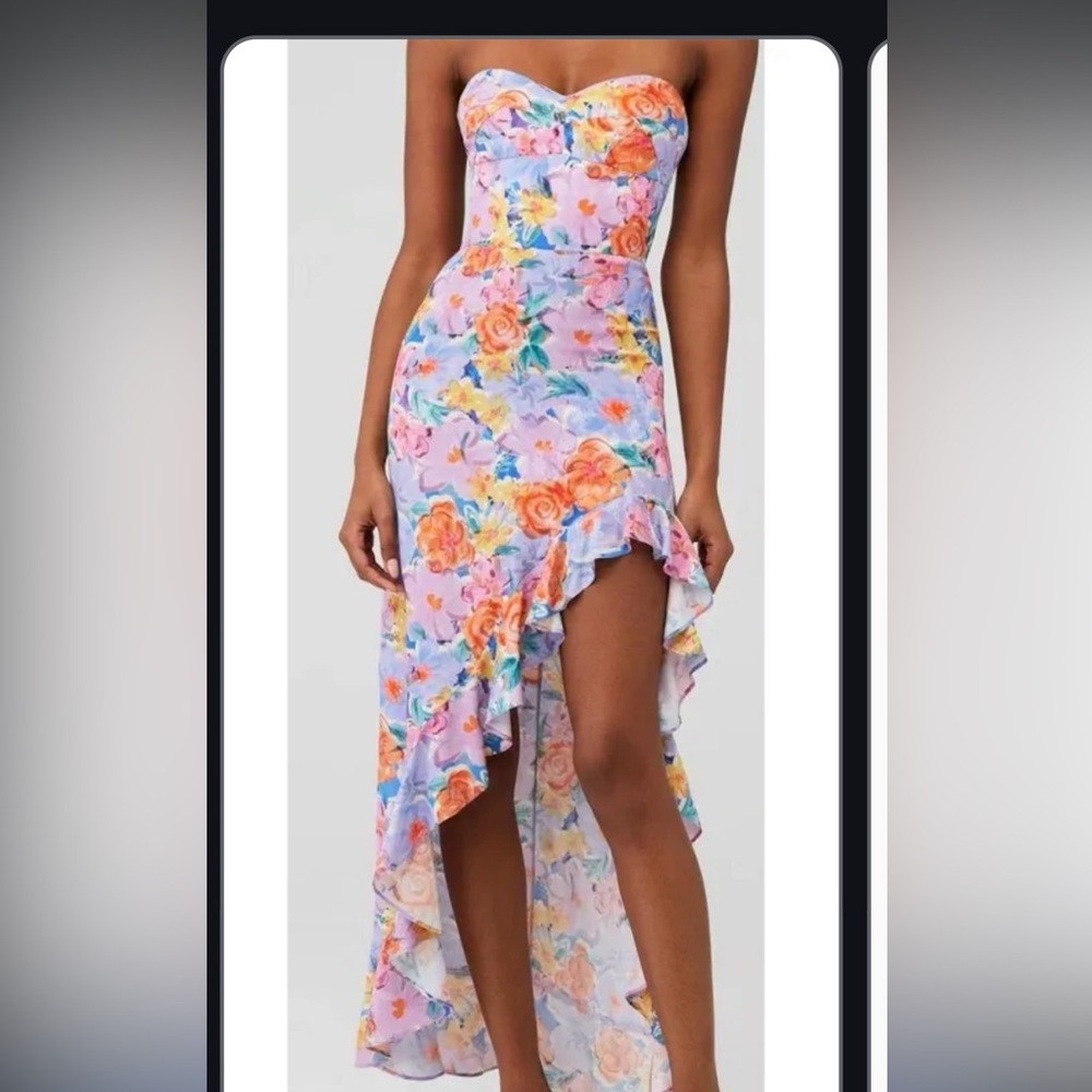 Amanda Uprichard Floral Ruffle Hem Dress
